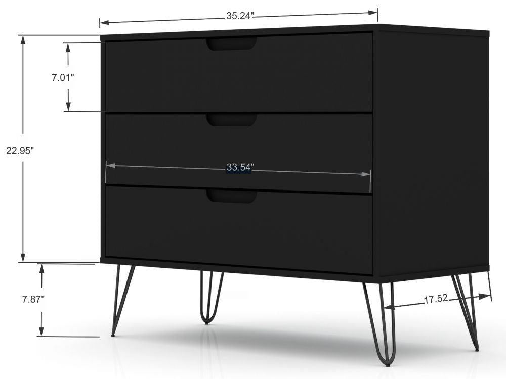 Nuuk 3-Drawer Dresser and Night Table Set - Black