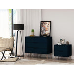 Nuuk 3-Drawer Dresser and Night Table Set - Midnight Blue