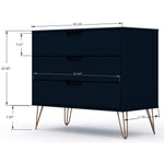 Nuuk 3-Drawer Dresser and Night Table Set - Midnight Blue