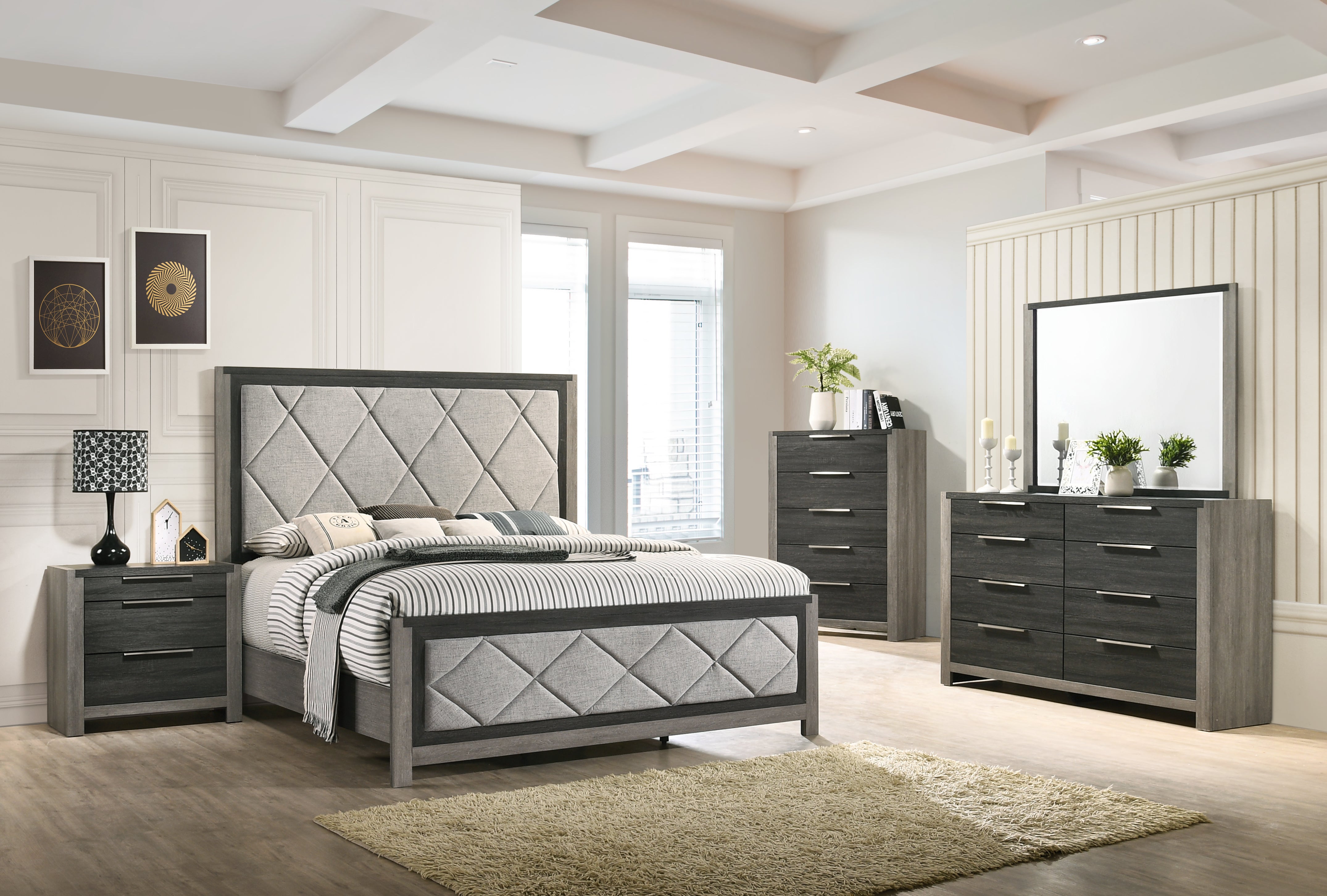 Andra 8 Drawer Dresser Grey Black Leon s