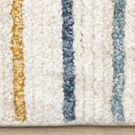 Nora Casual Contemporary Striped Area Rug - 8' X 11' - Cream/Blue/Yellow