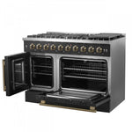 Forno Galiano 48" Black Freestanding French Door Double Oven Gas Range (6.58 Cu. Ft.) - FFSGS6444-48BLK