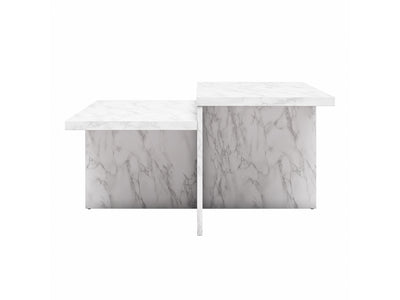 Brielle Two-Tiered Coffee Table - Faux White Marble