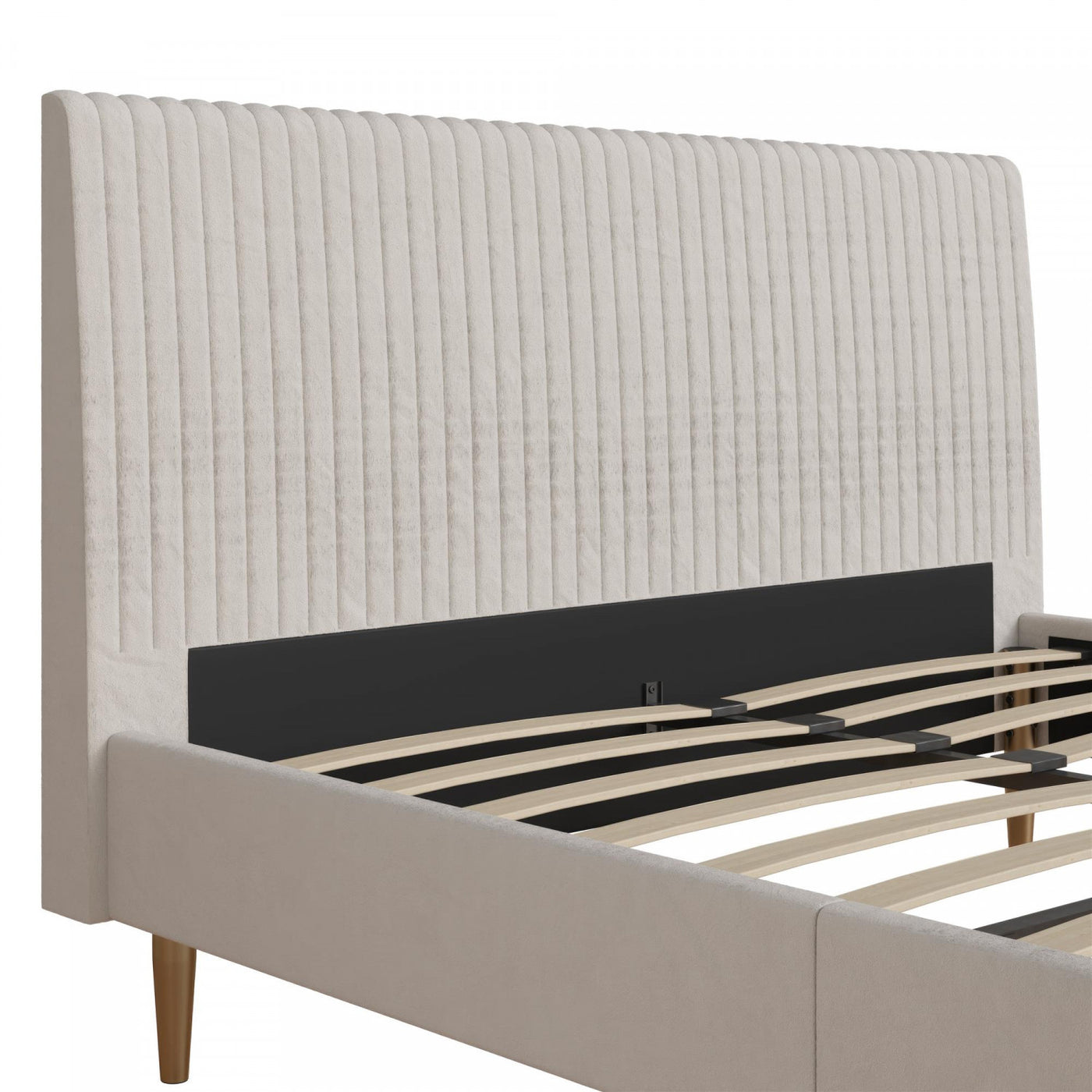 Daphne Upholstered Full Bed - Ivory Velvet
