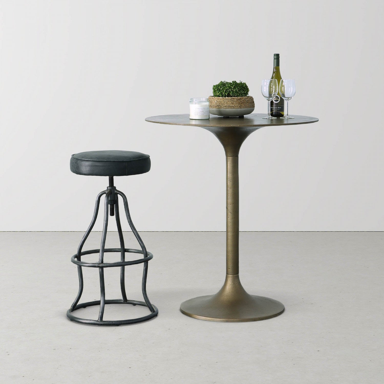 Maloe Leather Bar Stool - Black