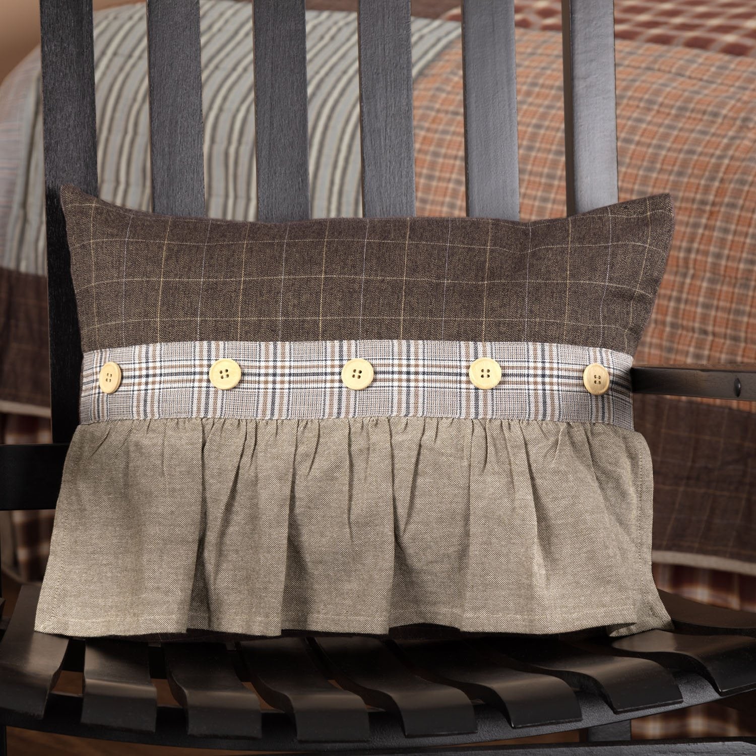 Calais 14 x 18 Ruffled Pillow - Ebony/Grey