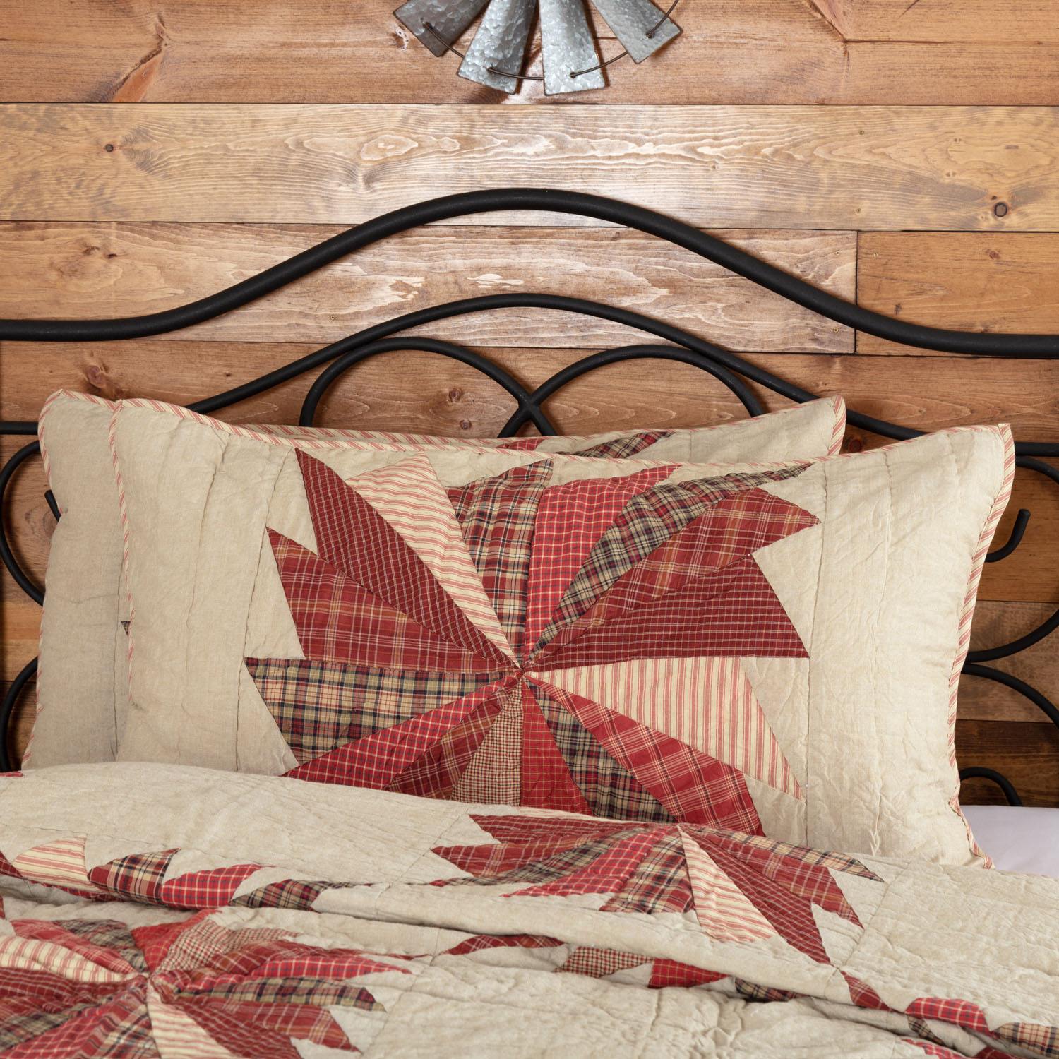 Rutland King Sham - Beige/Barn Red