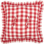 Kuna 18 x 18 Ruffled Pillow - Red/White