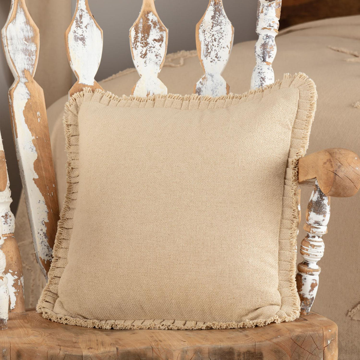 Athol 18 x 18 Ruffled Pillow - Vintage Tan