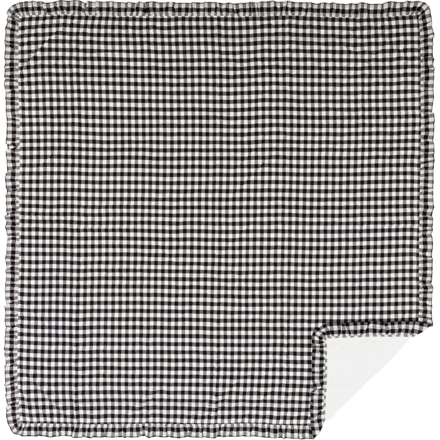 Kuna Queen Ruffled Quilt - Black/White