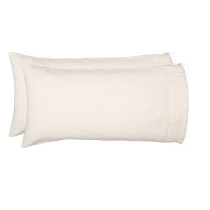Athol King Ruffled Pillow Case - White - Set of 2