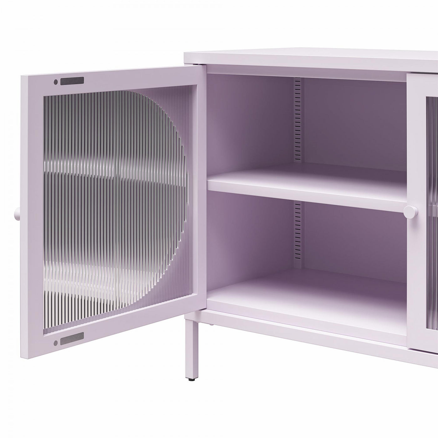 Luna Wide 2-Door Accent Cabinet with Fluted Glass - Lilac