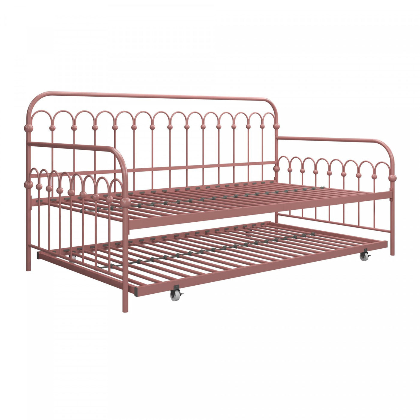 Novogratz Bright Pop Metal Twin Daybed with Trundle - Dusty Rose