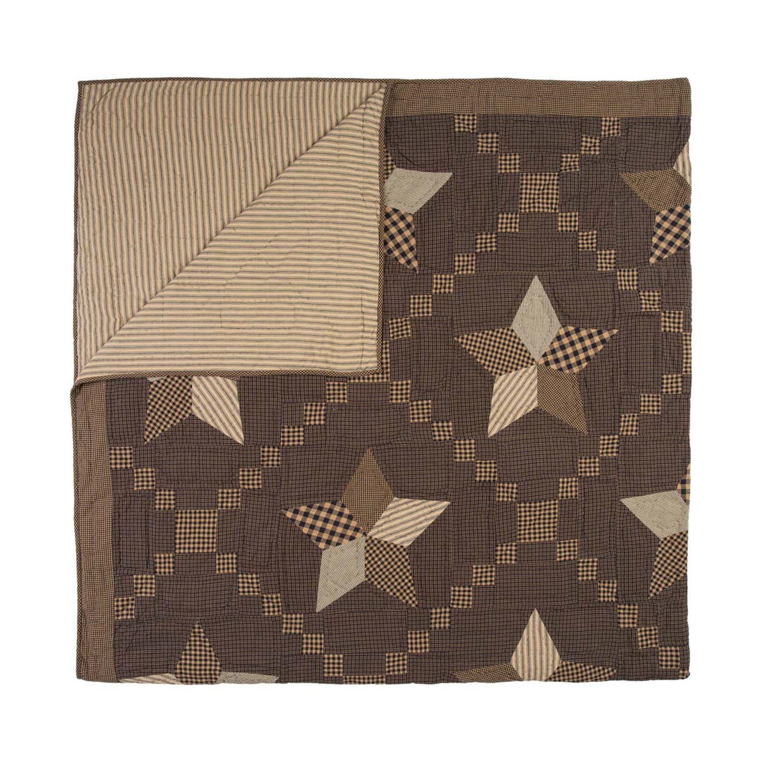 Millard Luxury King Quilt - Charcoal/Dark Tan