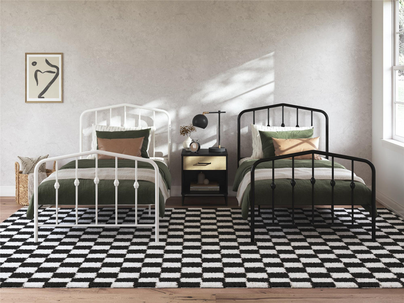 Novogratz Bushwick Metal Platform Twin Bed - Off White