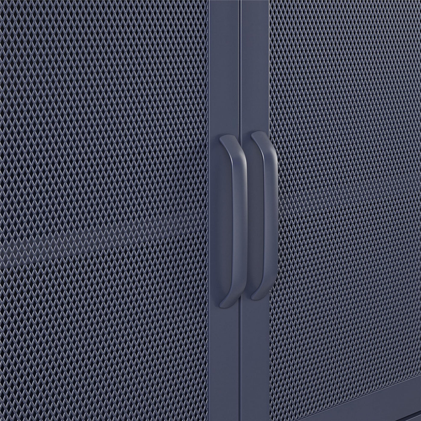 Channing Wide 2 Door Storage Cabinet with Mesh Metal - Navy