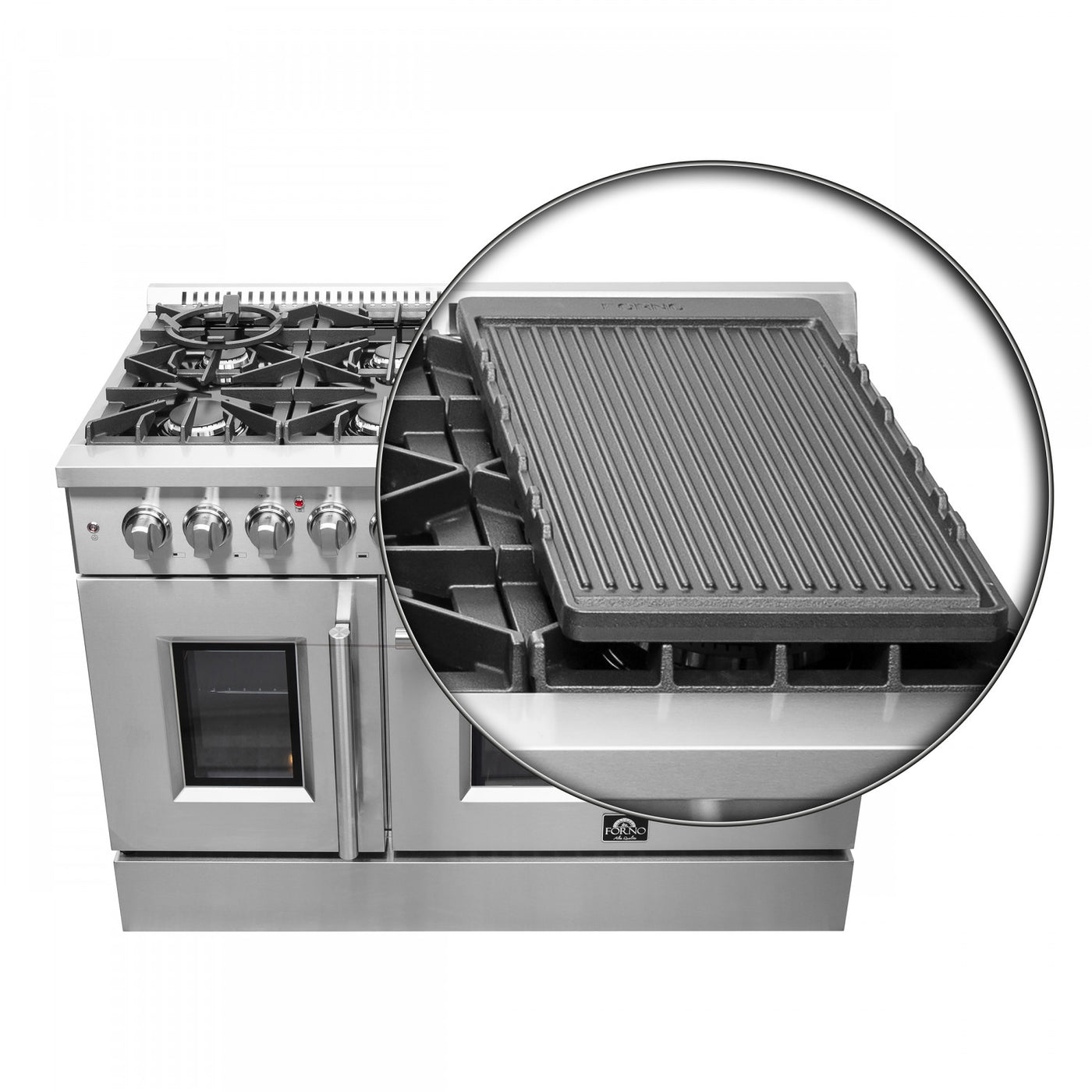 Forno Galiano 48" Stainless Steel French Door Freestanding Dual Fuel Double Oven Range (6.58 Cu. Ft.) - FFSGS6356-48