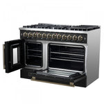 Forno Galiano 48" Black French Door Freestanding Dual Fuel Double Oven Range (6.58 Cu. Ft.) - FFSGS6356-48BLK