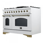 Forno Antico 48" White Freestanding Dual Fuel Double Oven Range (5.5 Cu. Ft.) - FFSGS6113-48WHT