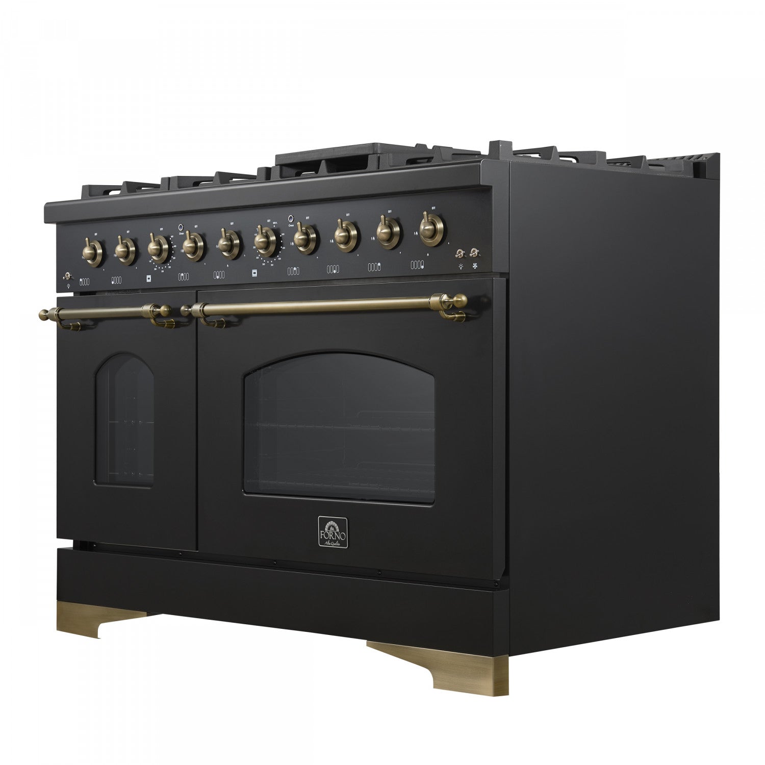 Forno Antico 48" Black Freestanding Double Oven Gas Range (5.5 Cu. Ft.) - FFSGS6219-48BLK