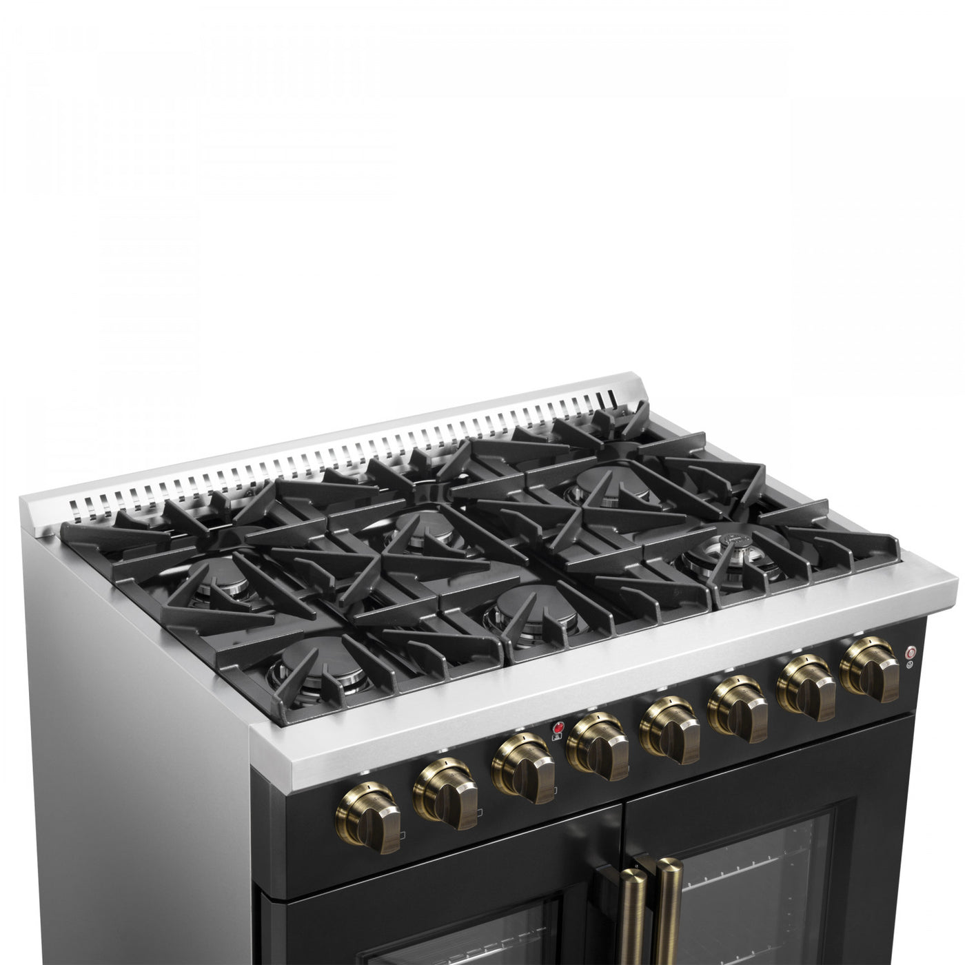 Forno Galiano 36" Black French Door Dual Fuel Range with True Convection (5.36 Cu. Ft.) - FFSGS6356-36BLK