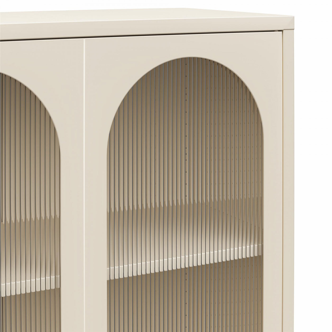 Luna Tall 2-Door Accent Cabinet with Fluted Glass - Parchment
