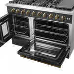 Forno Galiano 48" Black Freestanding French Door Double Oven Gas Range (6.58 Cu. Ft.) - FFSGS6444-48BLK