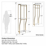 Gwyneth Closet with Hanging Rods - White Faux Marble/Golden Bronze