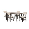 Arabella 5-Piece Dining Set with Upholstered Back - Black, Brown
