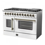 Forno Galiano 48" White French Door Freestanding Dual Fuel Double Oven Range (6.58 Cu. Ft.) - FFSGS6356-48WHT