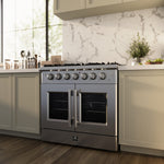 Forno Galiano 36" Stainless Steel French Door Freestanding Gas Range (5.36 Cu. Ft.) - FFSGS6444-36