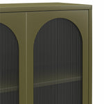 Luna Tall 2-Door Accent Cabinet with Fluted Glass - Olive Green