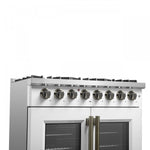 Forno Galiano 36" White French Door Dual Fuel Range with True Convection (5.36 Cu. Ft.) - FFSGS6356-36WHT