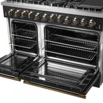 Forno Galiano 48" Black Freestanding Dual Fuel Double Oven Range (6.58 Cu. Ft.) - FFSGS6156-48BLK