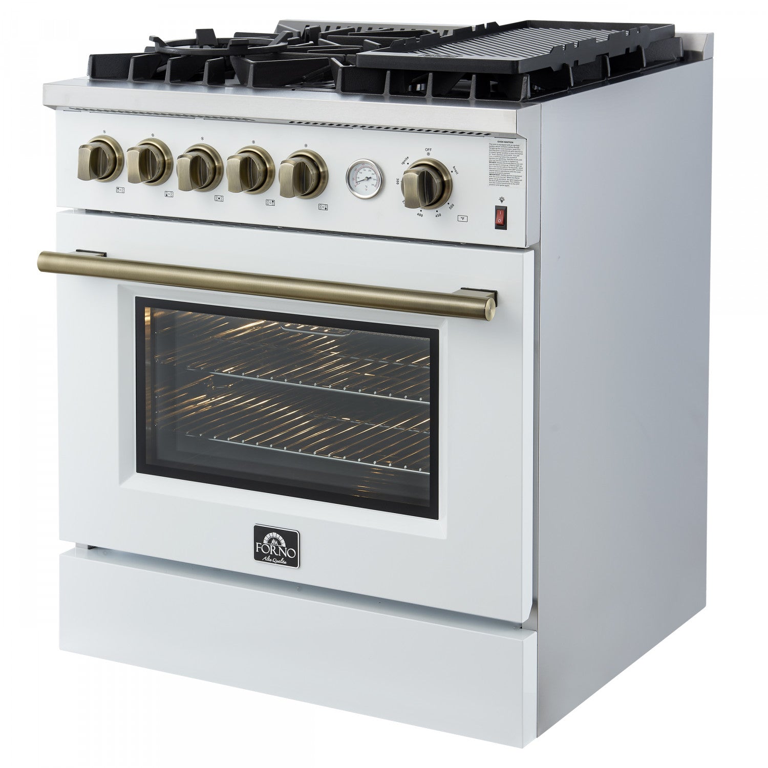 Forno Giovanni 30" White Freestanding Gas Range (4.32 Cu. Ft.) - FFSGS6274-30WHT