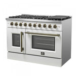 Forno Galiano 48" White Freestanding French Door Double Oven Gas Range (6.58 Cu. Ft.) - FFSGS6444-48WHT