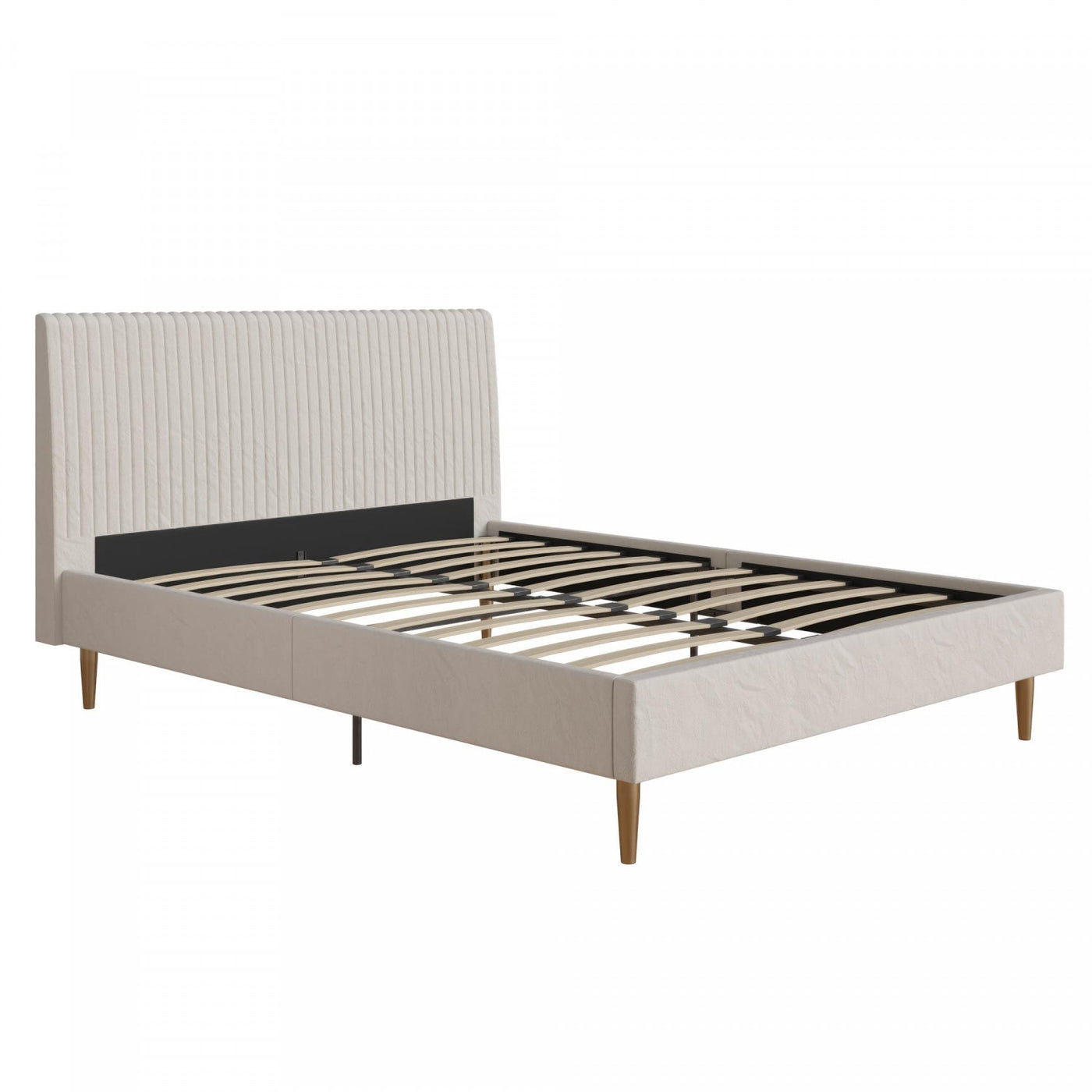 Daphne Upholstered Full Bed - Ivory Velvet