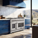 Forno Massimo 48" Stainless Steel Freestanding Dual Fuel Double Oven Range with Air Fry (6.58 Cu. Ft.) - FFSGS6325-48