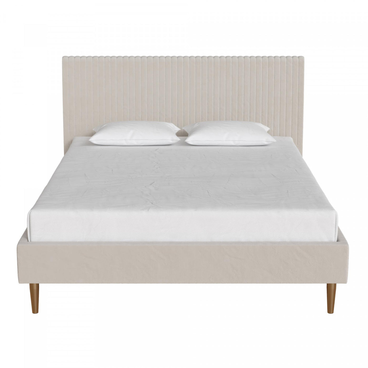 Daphne Upholstered Full Bed - Ivory Velvet