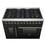 Forno Galiano 48" Black French Door Freestanding Dual Fuel Double Oven Range (6.58 Cu. Ft.) - FFSGS6356-48BLK