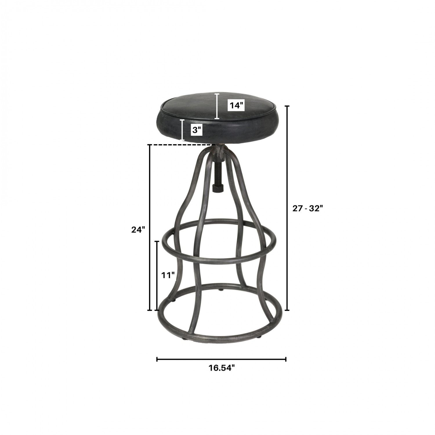 Maloe Leather Bar Stool - Black