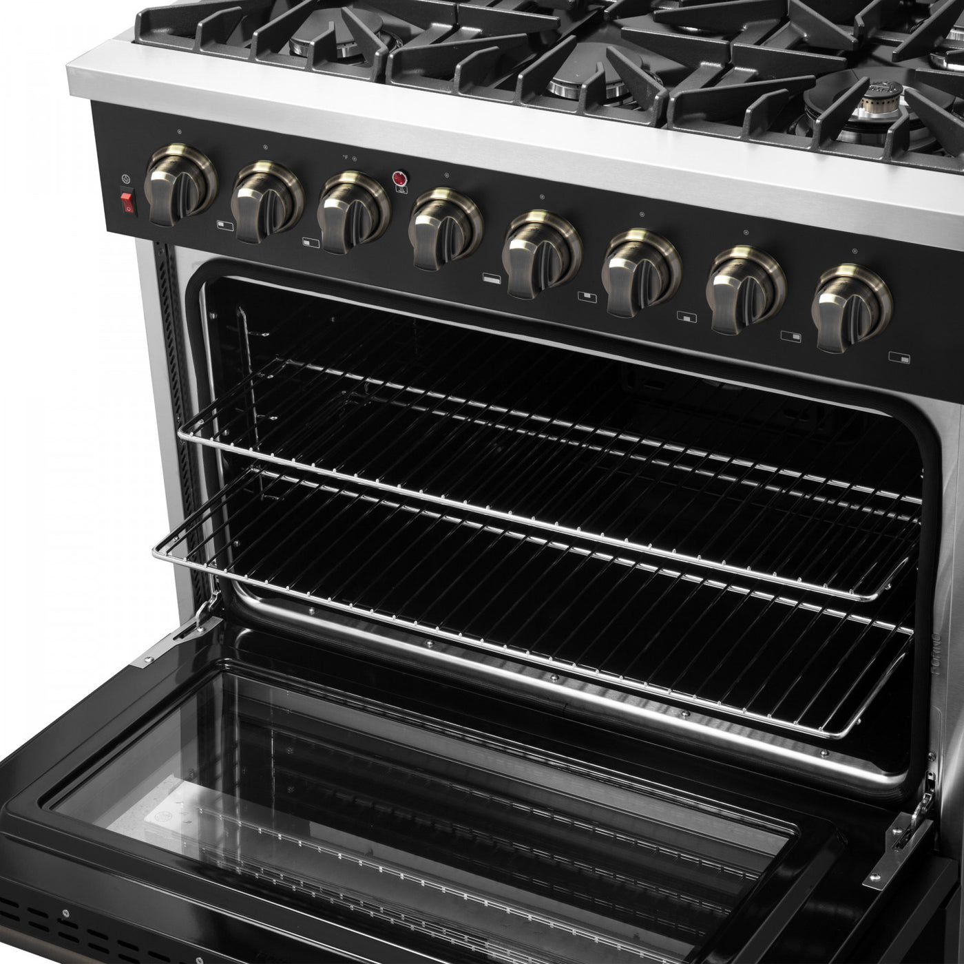 Forno Galiano 36" Black Dual Fuel Range (5.36 Cu. Ft.) - FFSGS6156-36BLK