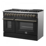 Forno Galiano 48" Black Freestanding Dual Fuel Double Oven Range (6.58 Cu. Ft.) - FFSGS6156-48BLK