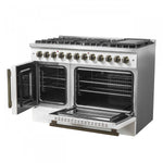 Forno Galiano 48" White French Door Freestanding Dual Fuel Double Oven Range (6.58 Cu. Ft.) - FFSGS6356-48WHT