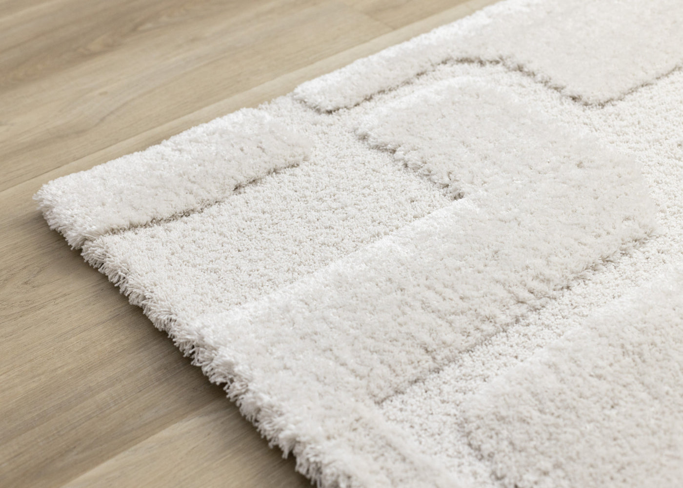 Luxury Plush Textured Shapes Area Rug - Cream - 5' X 8'