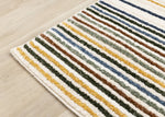 Nora Casual Contemporary Striped Area Rug - 8' X 11' - Cream/Blue/Yellow