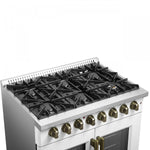 Forno Galiano 36" White French Door Dual Fuel Range with True Convection (5.36 Cu. Ft.) - FFSGS6356-36WHT