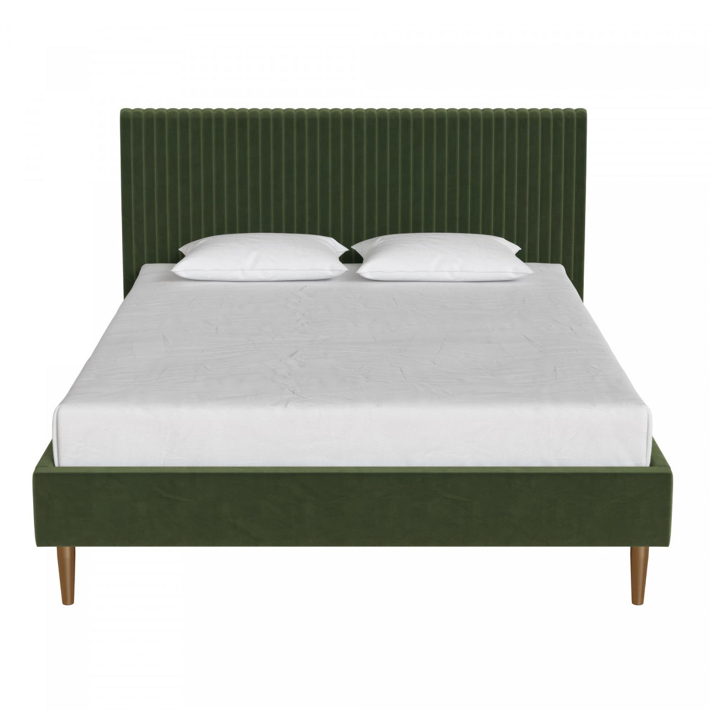 Daphne Upholstered Full Bed - Olive Green Velvet