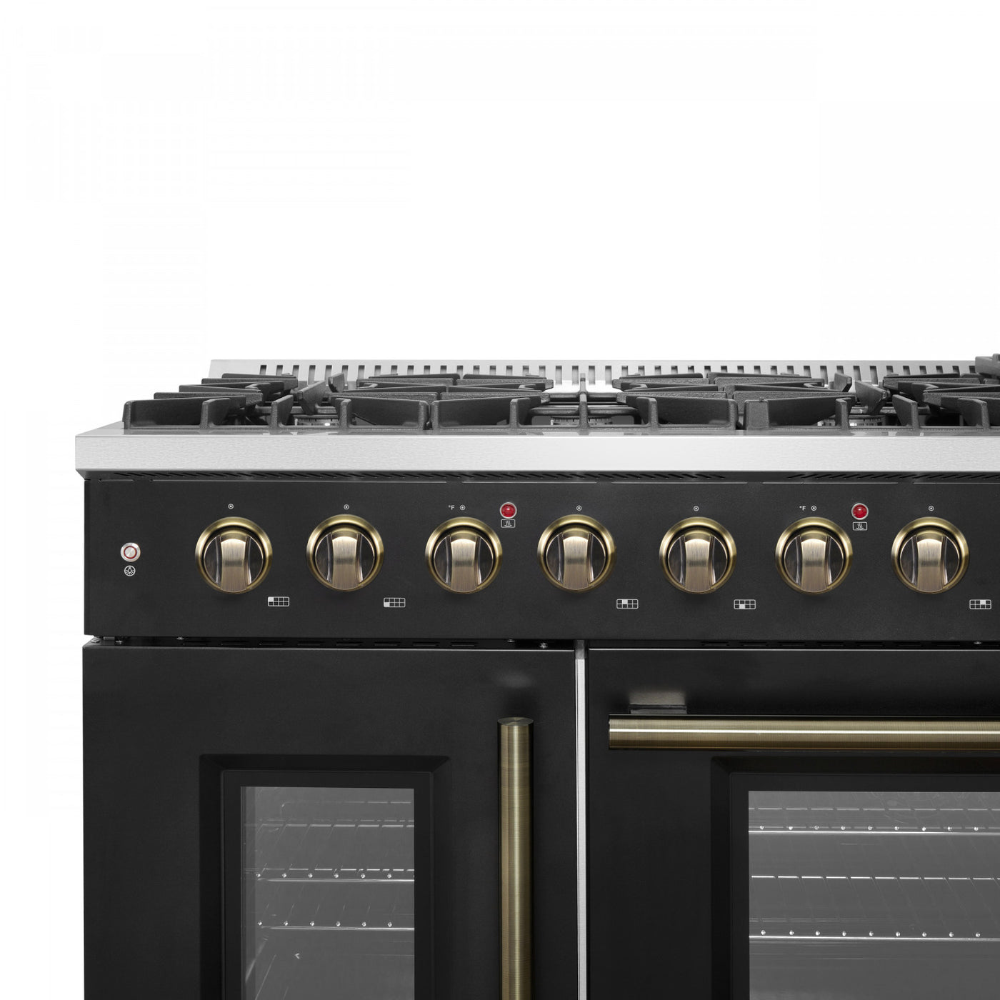 Forno Galiano 48" Black Freestanding French Door Double Oven Gas Range (6.58 Cu. Ft.) - FFSGS6444-48BLK