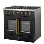 Forno Galiano 36" Black French Door Freestanding Gas Range (5.36 Cu. Ft.) - FFSGS6444-36BLK